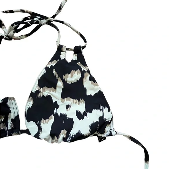 La Blanca Halter Triangle Bikini Top Black and White Animal Print Size 12 - Picture 2 of 4